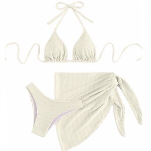 SHENHE 3 Piece Ivory Bikini Set